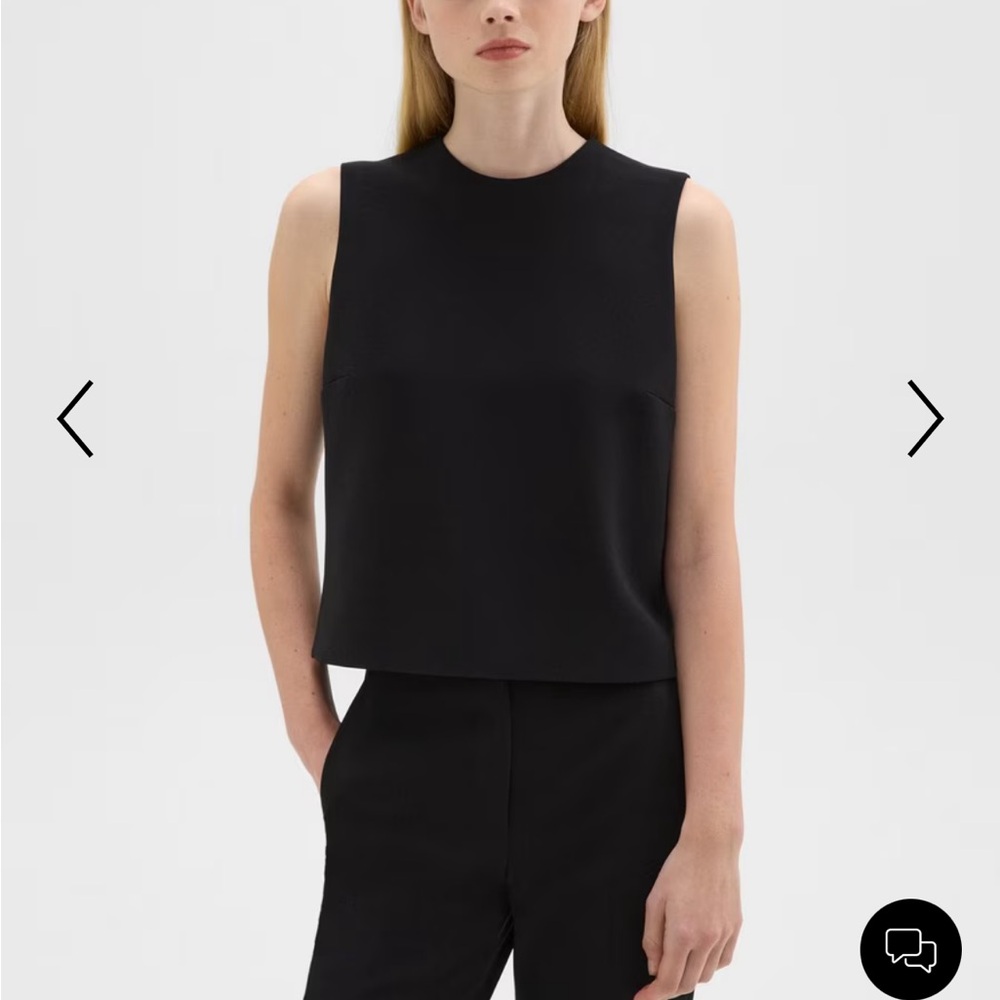 Theory Sleeveless Crewneck Top in Admiral Crepe